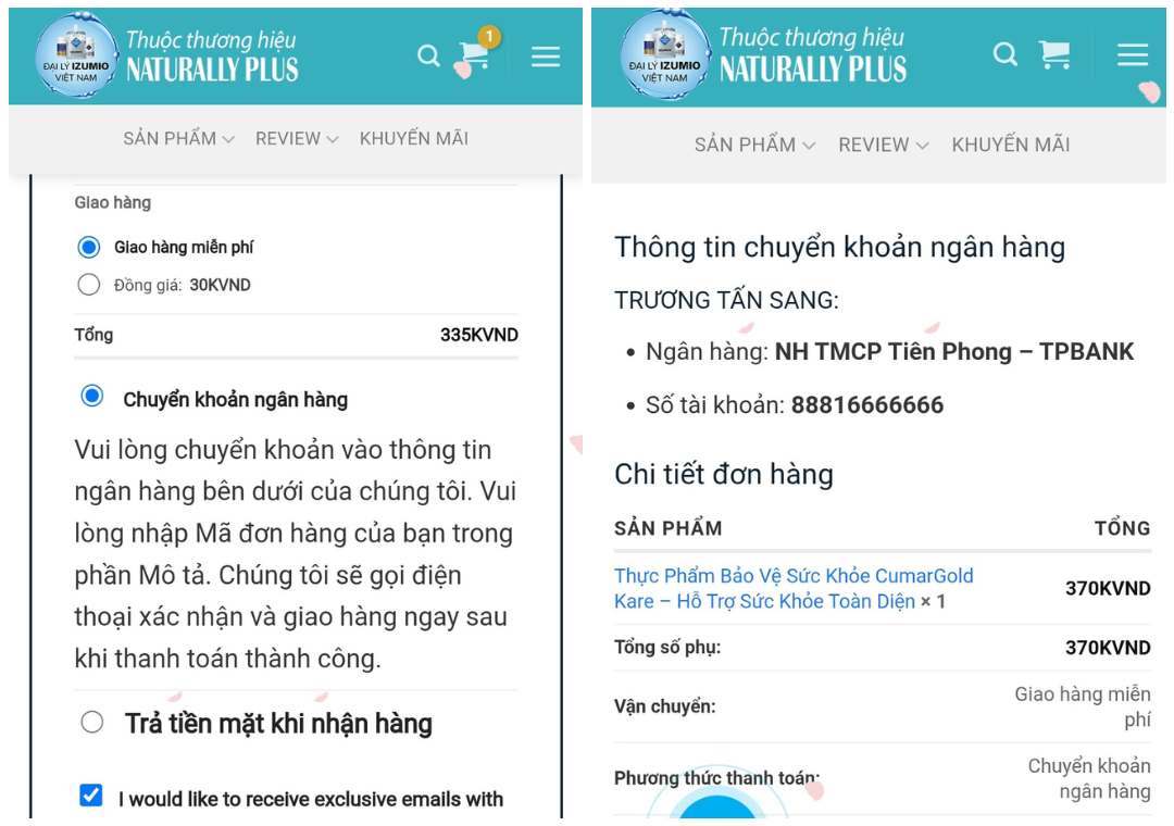 Hướng dẫn đặt hàng và thanh toán Đại Lý IZUMIO Việt Nam 3
