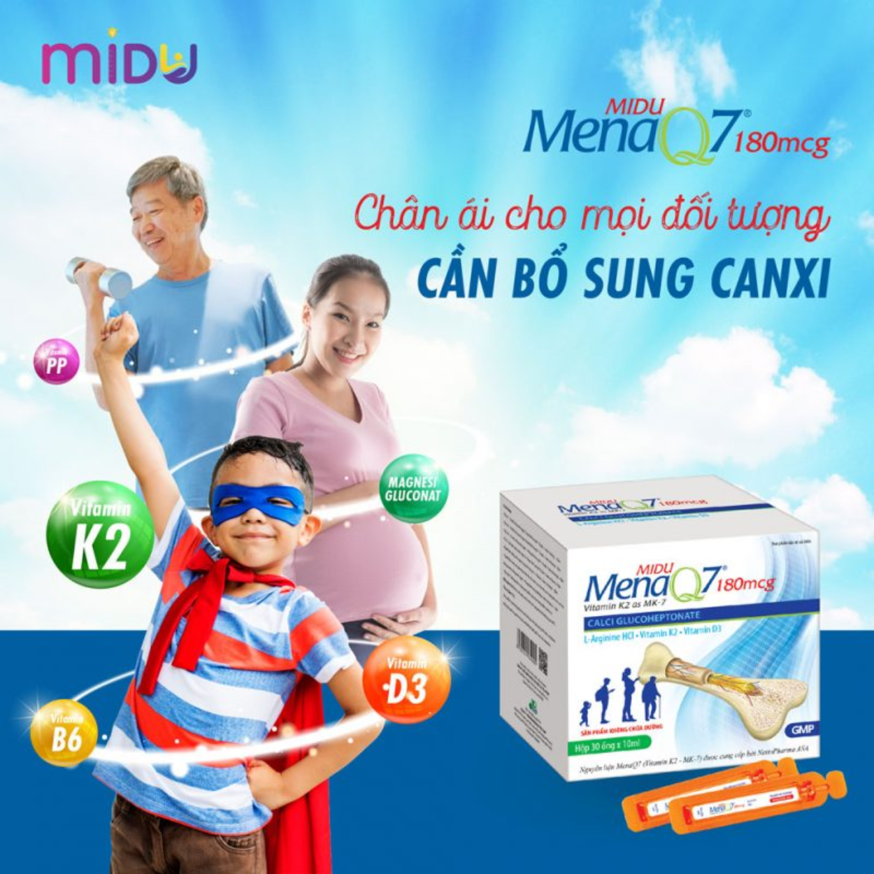 Midu MenaQ7 180mcg – Bộ Ba Vàng K2, Calci, D3 Cao Cấp Hỗ Trợ Phát Triển Chiều Cao Và Xương Chắc Khỏe - Ảnh 3