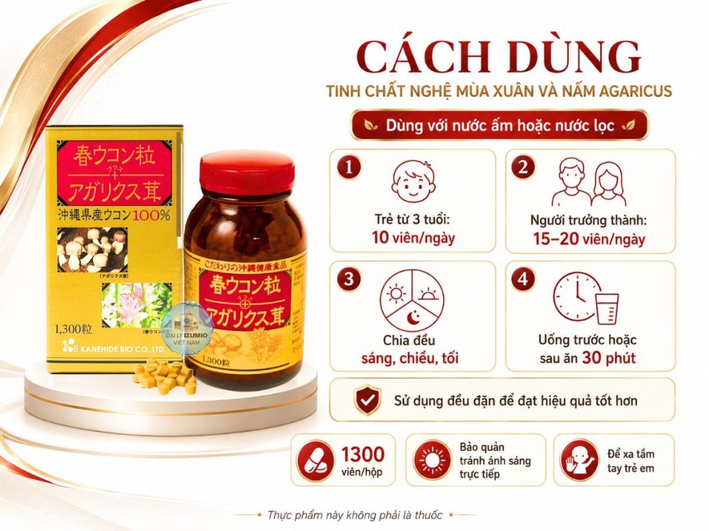 Cách dùng Nghệ mùa xuân và nấm Agaricus 1300 viên