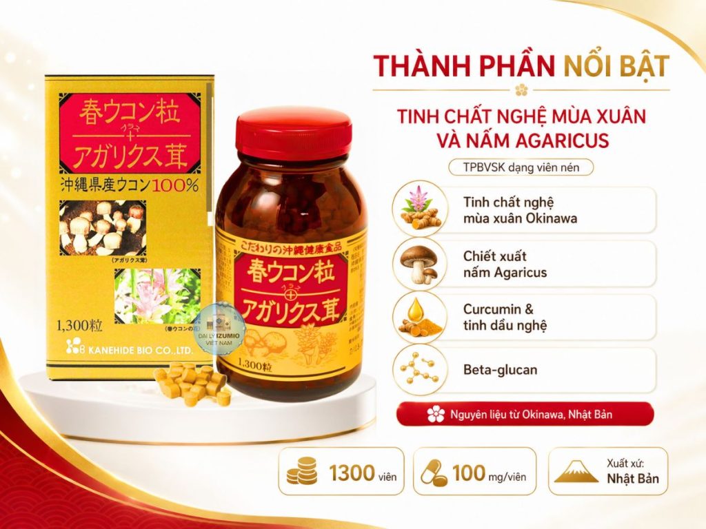 Thành phần Nghệ mùa xuân và nấm Agaricus 1300 viên