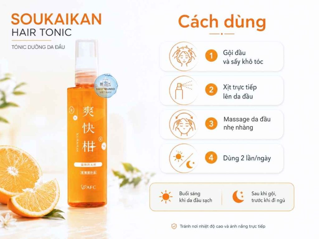 cách dùng xịt dưỡng tóc Soukaikan 120ml