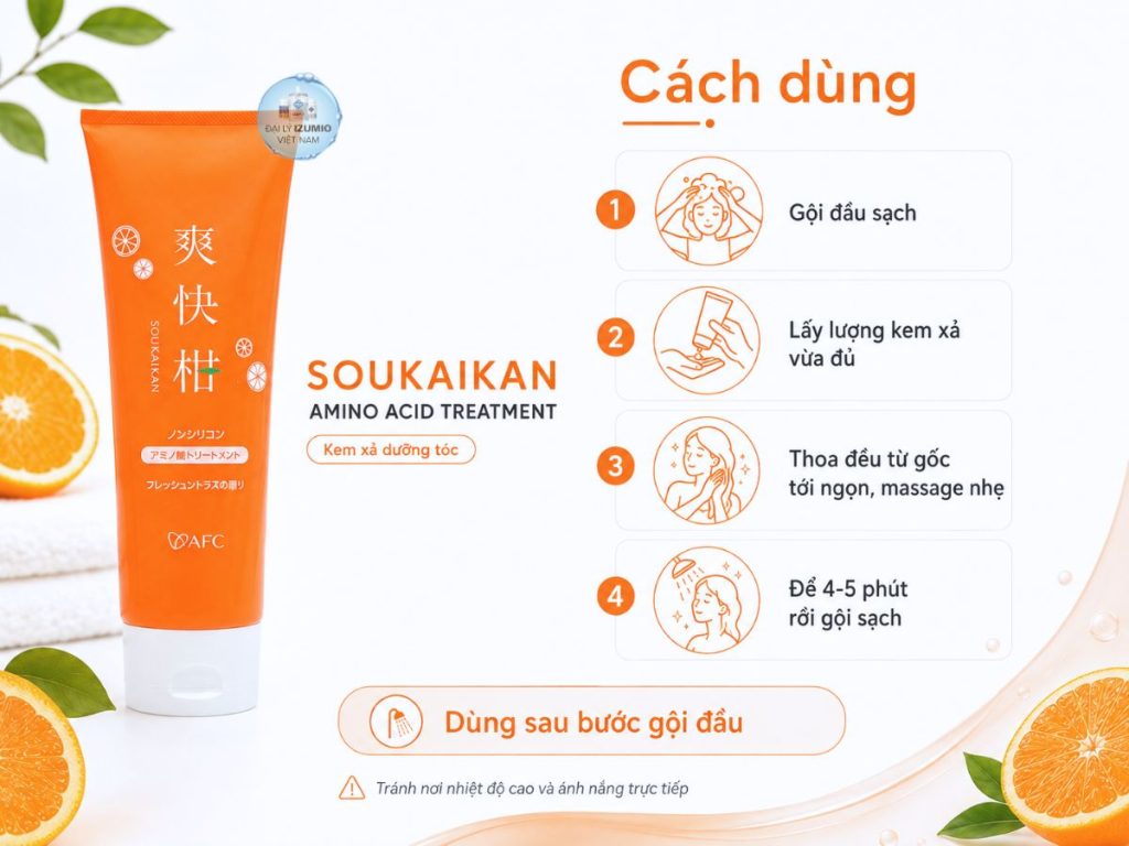 Cách dùng kem xả dưỡng tóc soukaikan